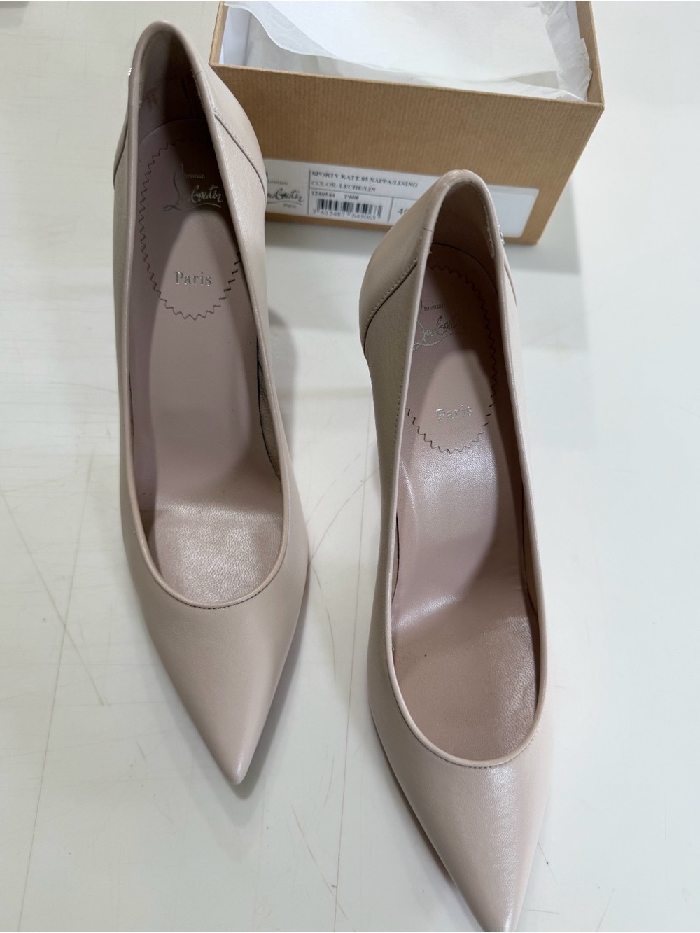 Christian Louboutin Nude Leather Pointed-Toe Pumps